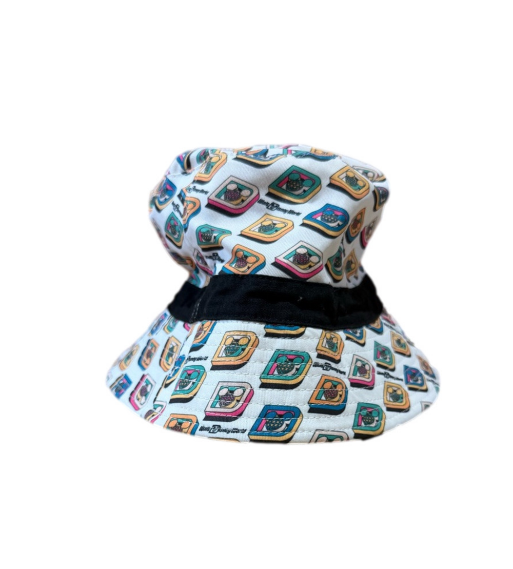 Disney Bucket Hat White Multicolor Icon Print Black Band